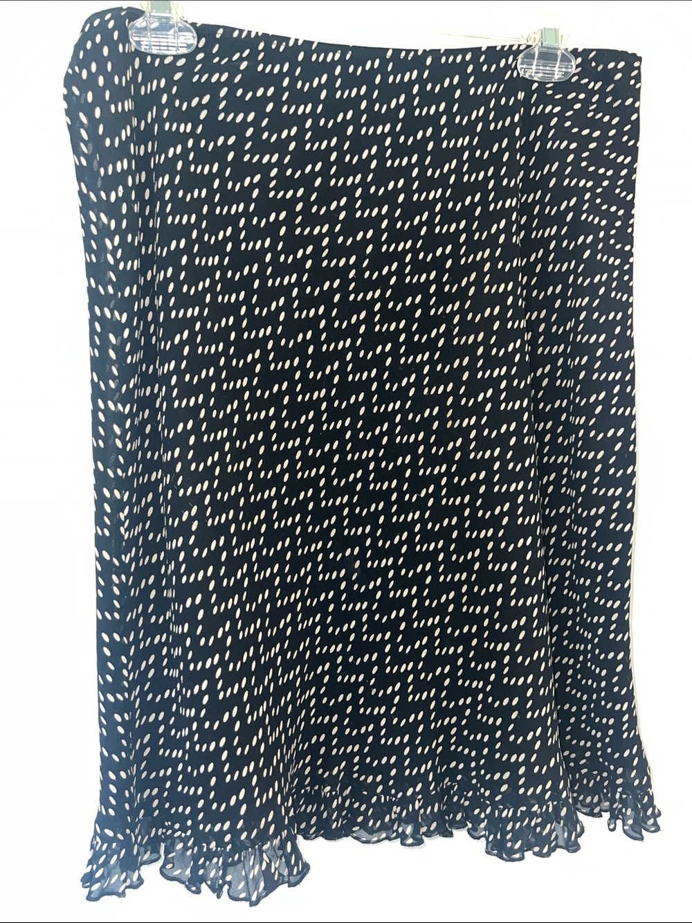Black and White Dot Print Midi Skirt